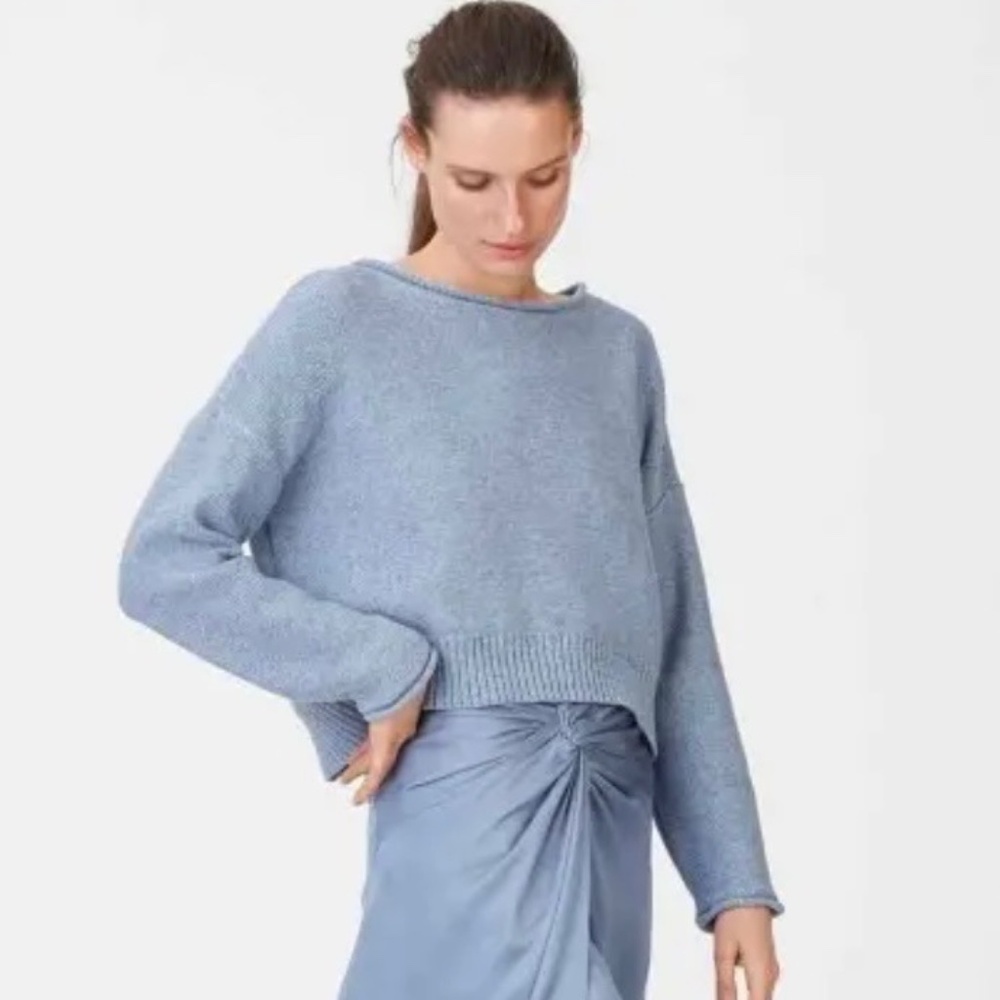 Club Monaco Cropped Boxy Fit Sweater Light Blue Size M